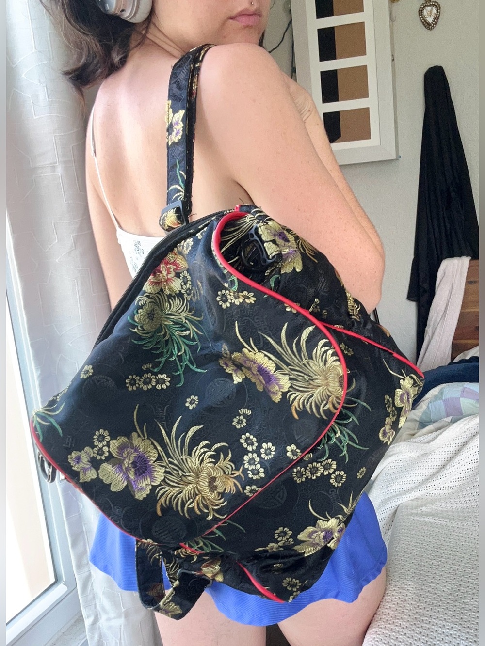 Convertible silk backpack